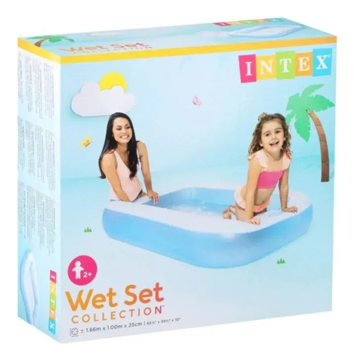Piscina Inflable Intex Rectan 57403np Azul  166cmx100cmx25cm